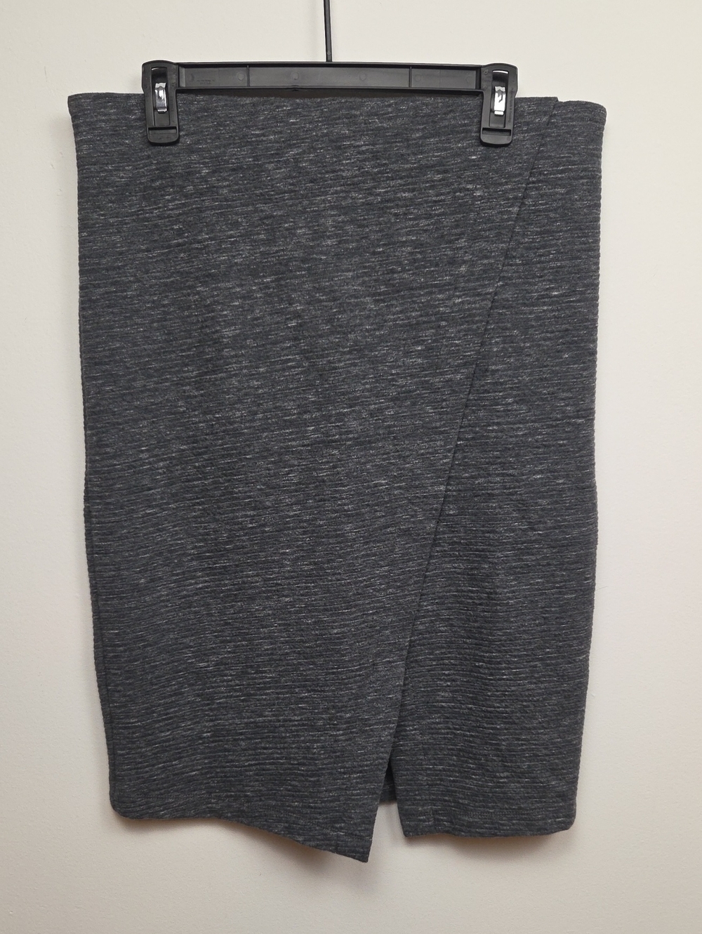 NWT Ann Taylor LOFT Gray Faux Wrap Comfortable Knit Pencil Skirt Cottage Large